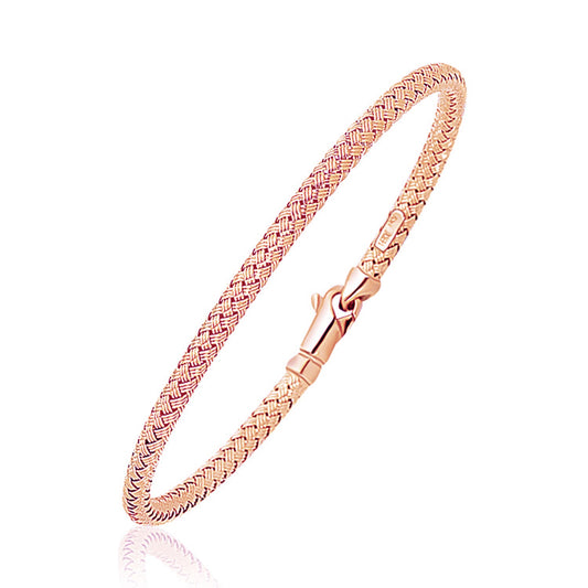 14k Rose Gold Fancy Weave Motif Bangle (3.40 mm) 