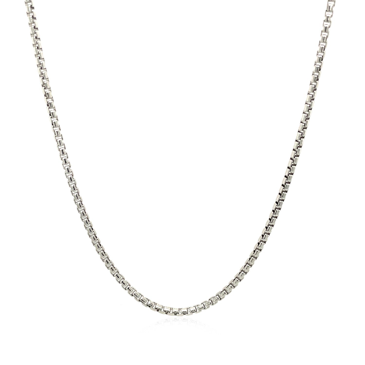 Sterling Silver Rhodium Plated Round Box Chain (1.50 mm) 