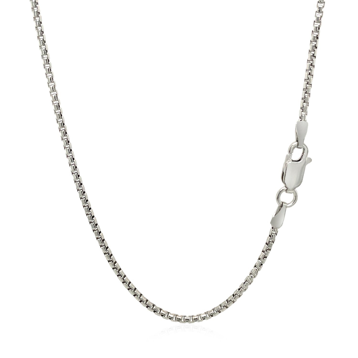 Sterling Silver Rhodium Plated Round Box Chain (1.50 mm) 