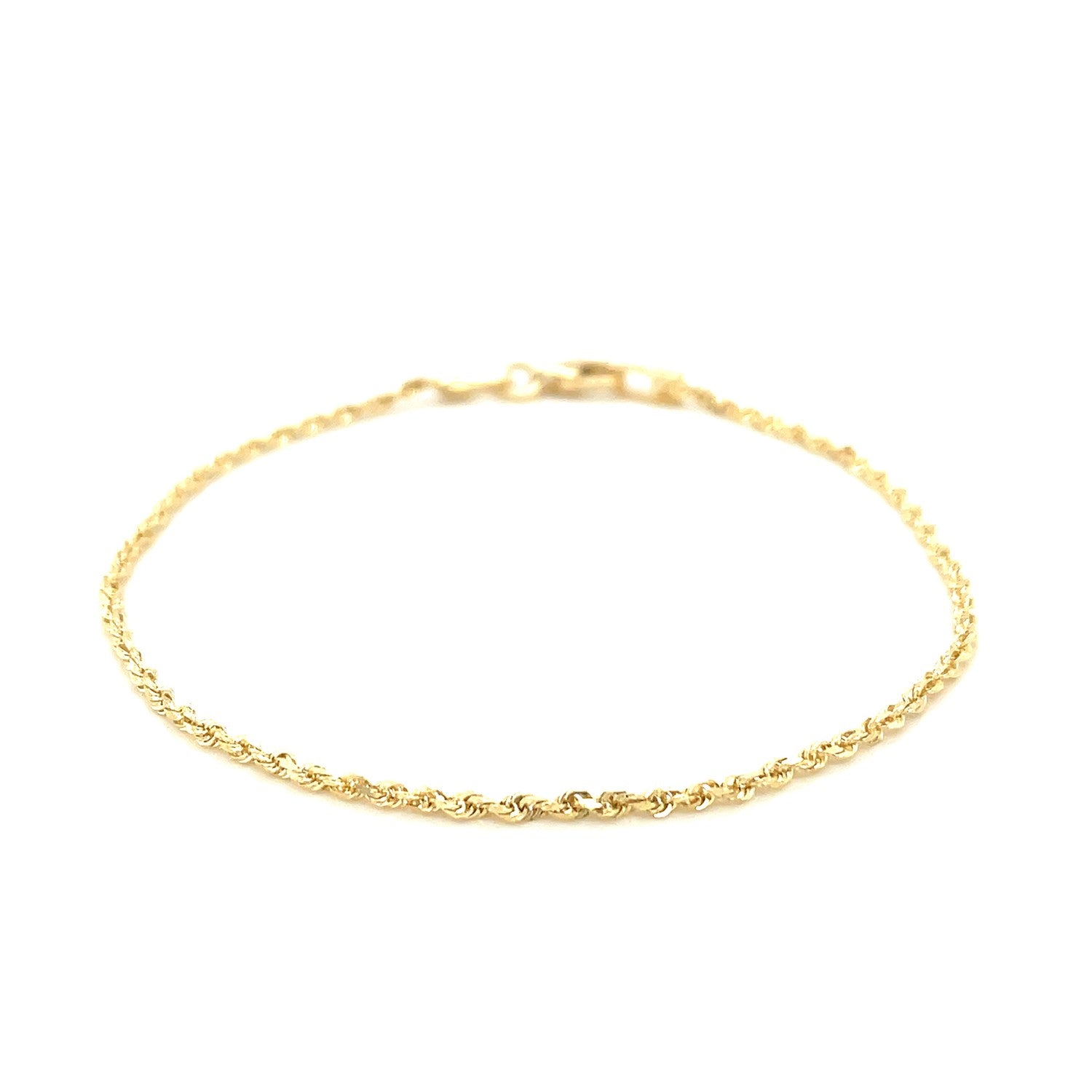 10k Yellow Gold Solid Diamond Cut Rope Bracelet 1.5mm 