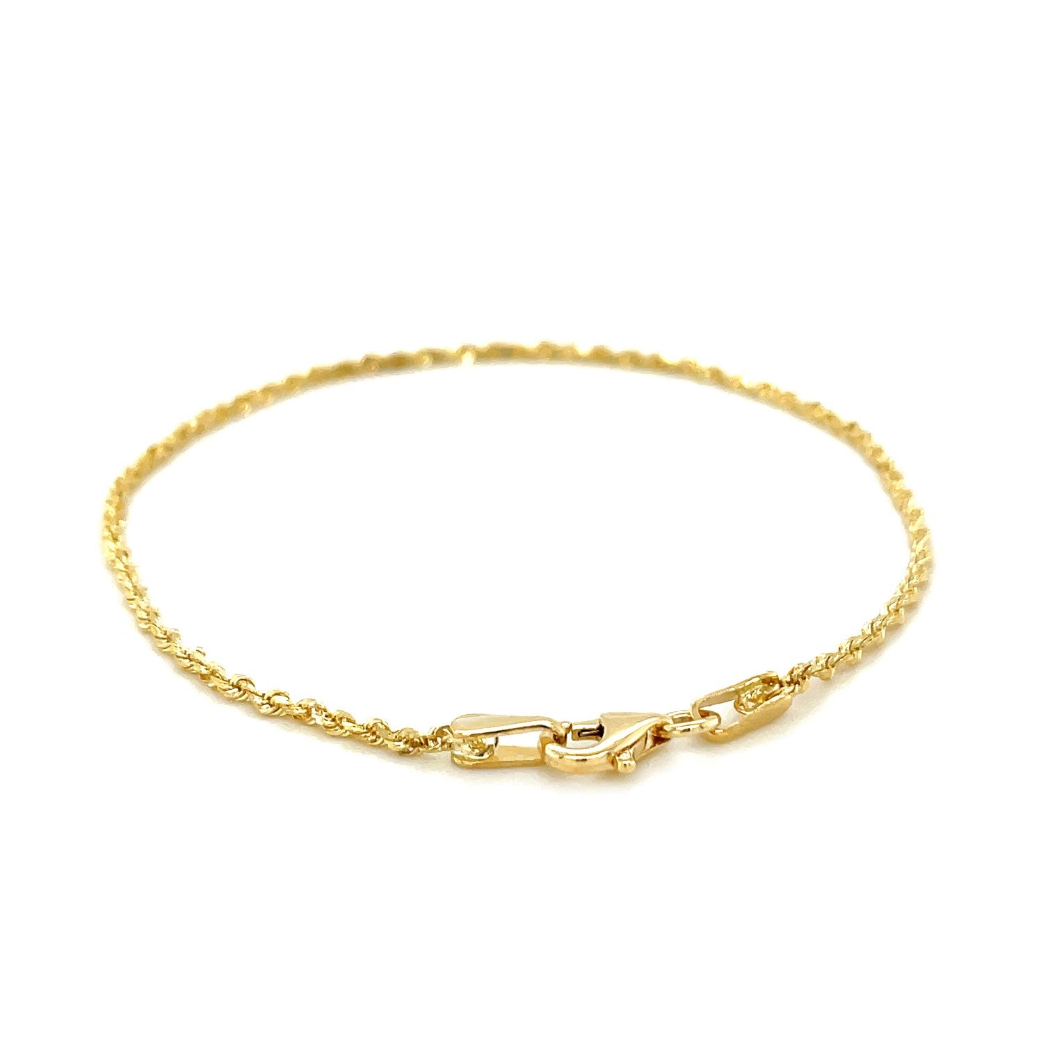 10k Yellow Gold Solid Diamond Cut Rope Bracelet 1.5mm 