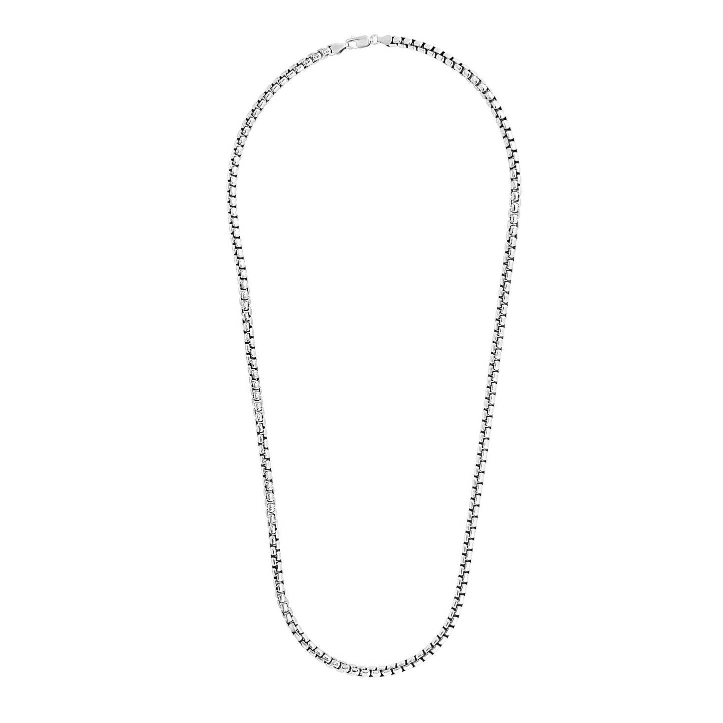 Sterling Silver Rhodium Plated Round Box Chain (4.40 mm) 