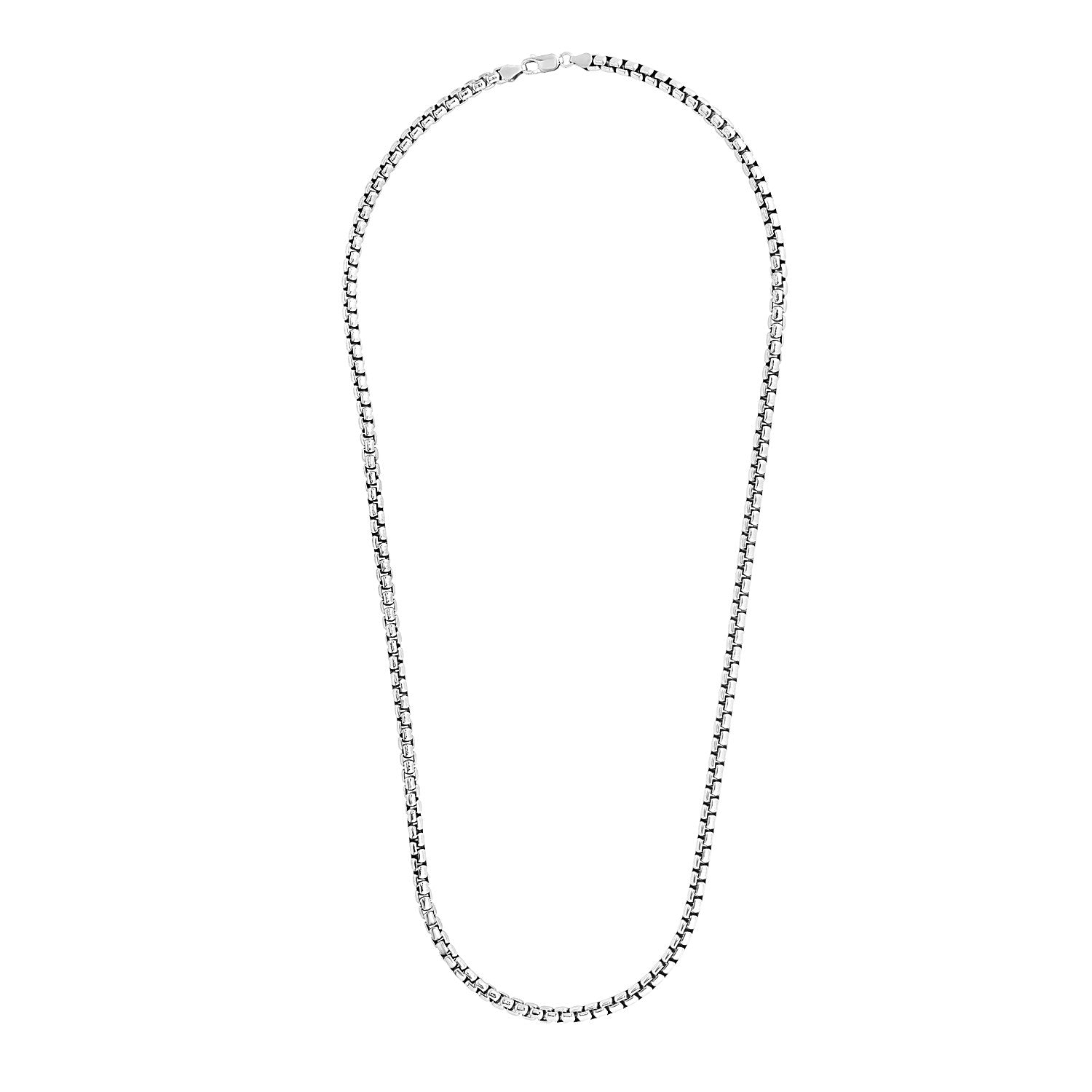 Sterling Silver Rhodium Plated Round Box Chain (4.40 mm) 