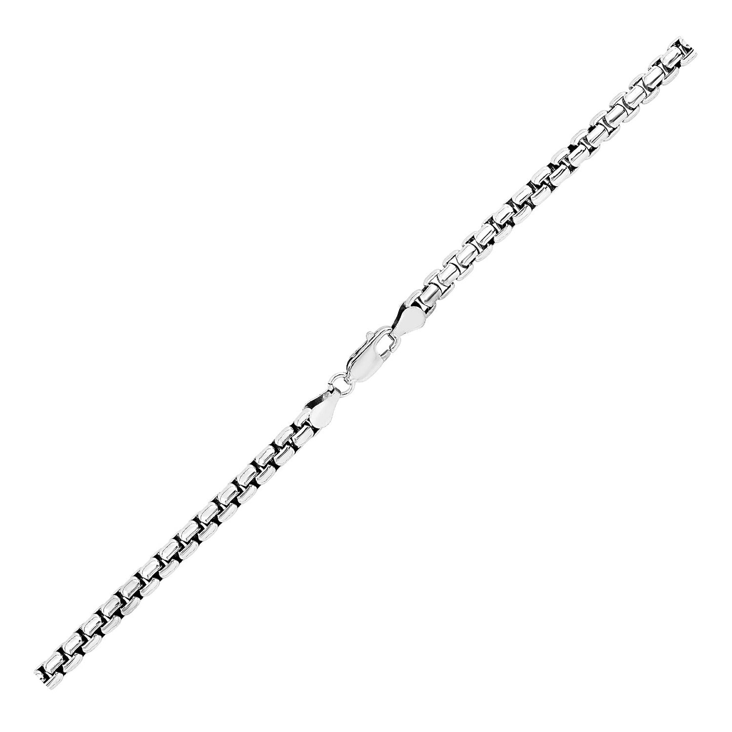 Sterling Silver Rhodium Plated Round Box Chain (4.40 mm) 