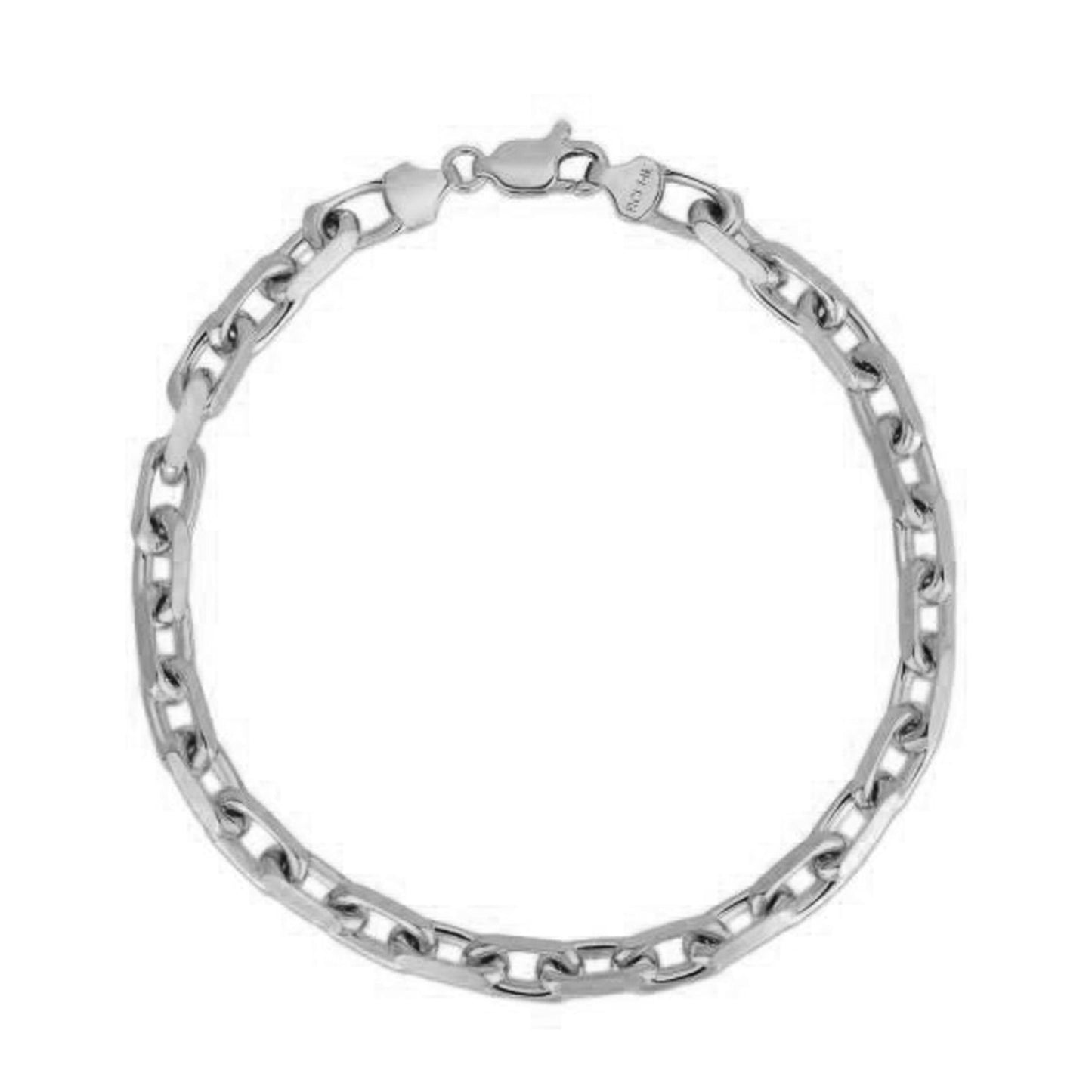 14k White Gold French Cable Chain Bracelet  (4.80 mm) 