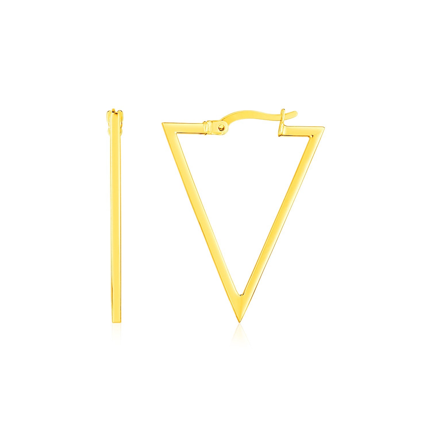 14K Yellow Gold Triangle Hoop Earrings 