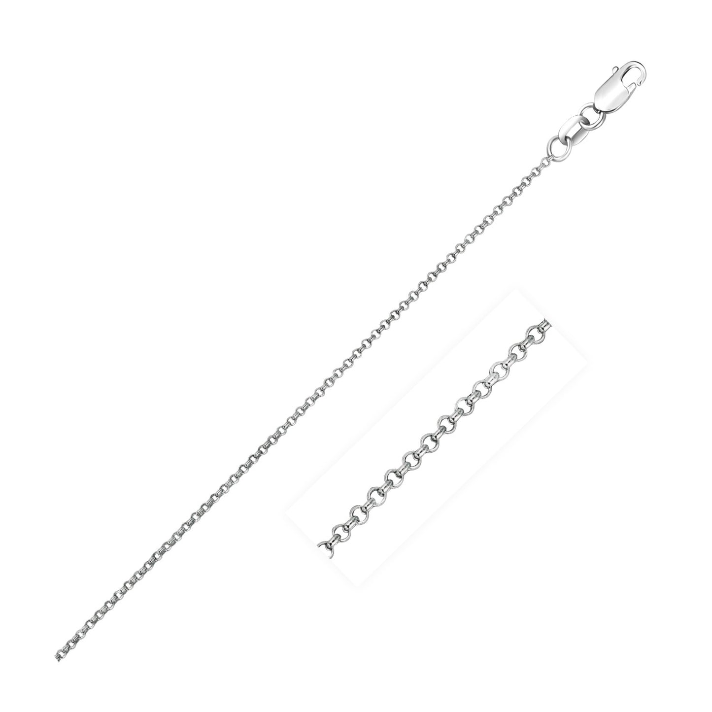 14k White Gold Diamond Cut Rolo Chain (1.10 mm) 