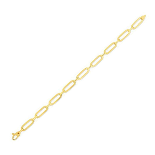 14k Yellow Gold 7 1/4 inch Bombay Paperclip Chain Bracelet (5.60 mm) 