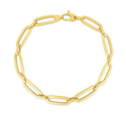 14k Yellow Gold 7 1/4 inch Bombay Paperclip Chain Bracelet (5.60 mm) 