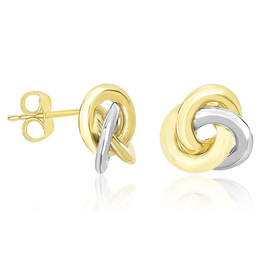 14k Two-Tone Gold Shiny Intertwined Open Circle Earrings 