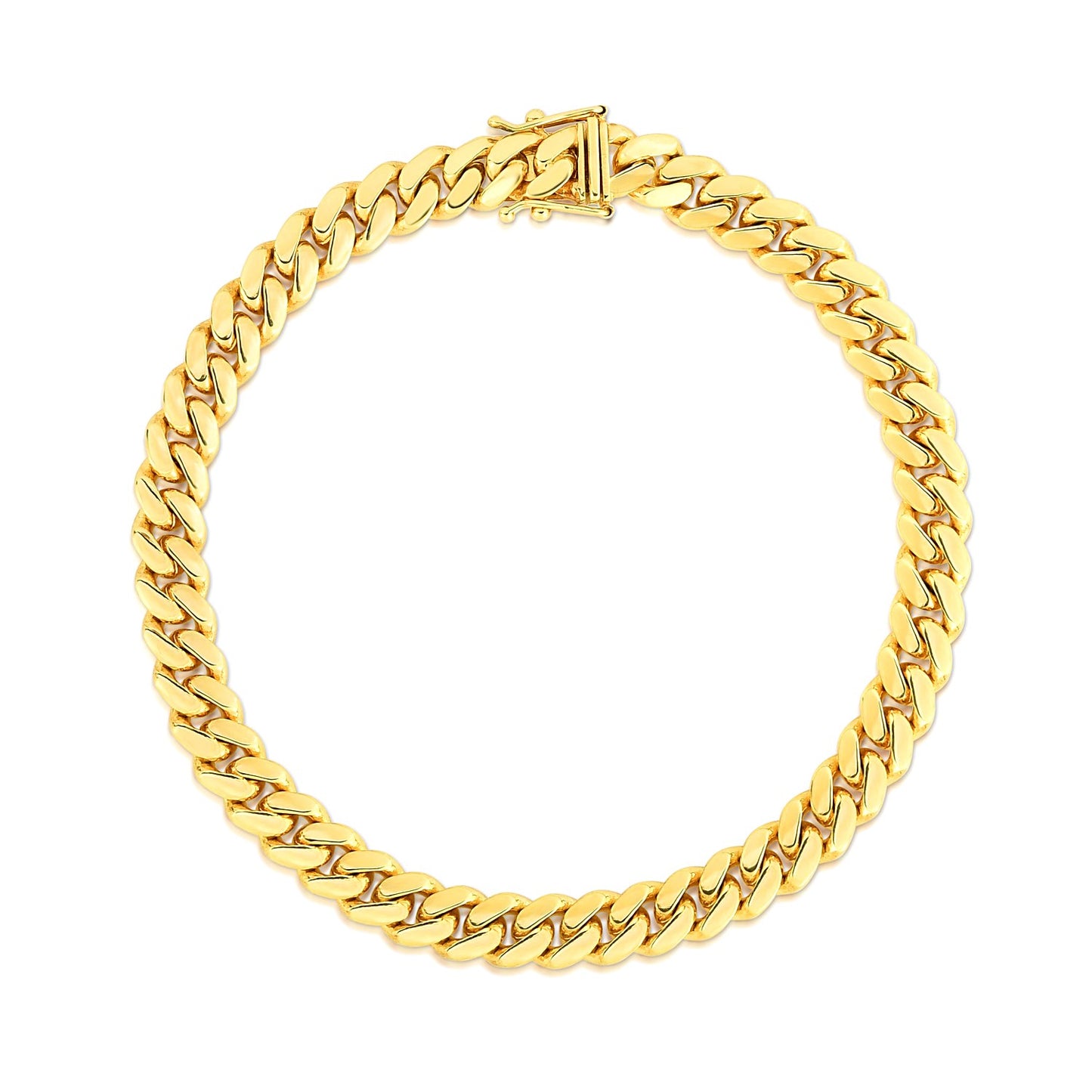 14k Yellow Gold Classic Miami Cuban Solid Bracelet (7.10 mm) 