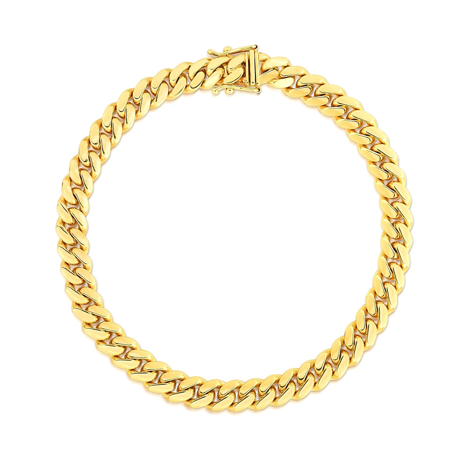 14k Yellow Gold Classic Miami Cuban Solid Bracelet (7.10 mm) 