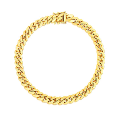 14k Yellow Gold Classic Miami Cuban Solid Bracelet (7.10 mm) 