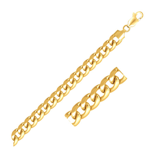 14k Yellow Gold Miami Cuban Semi Solid Bracelet (8.00 mm) 