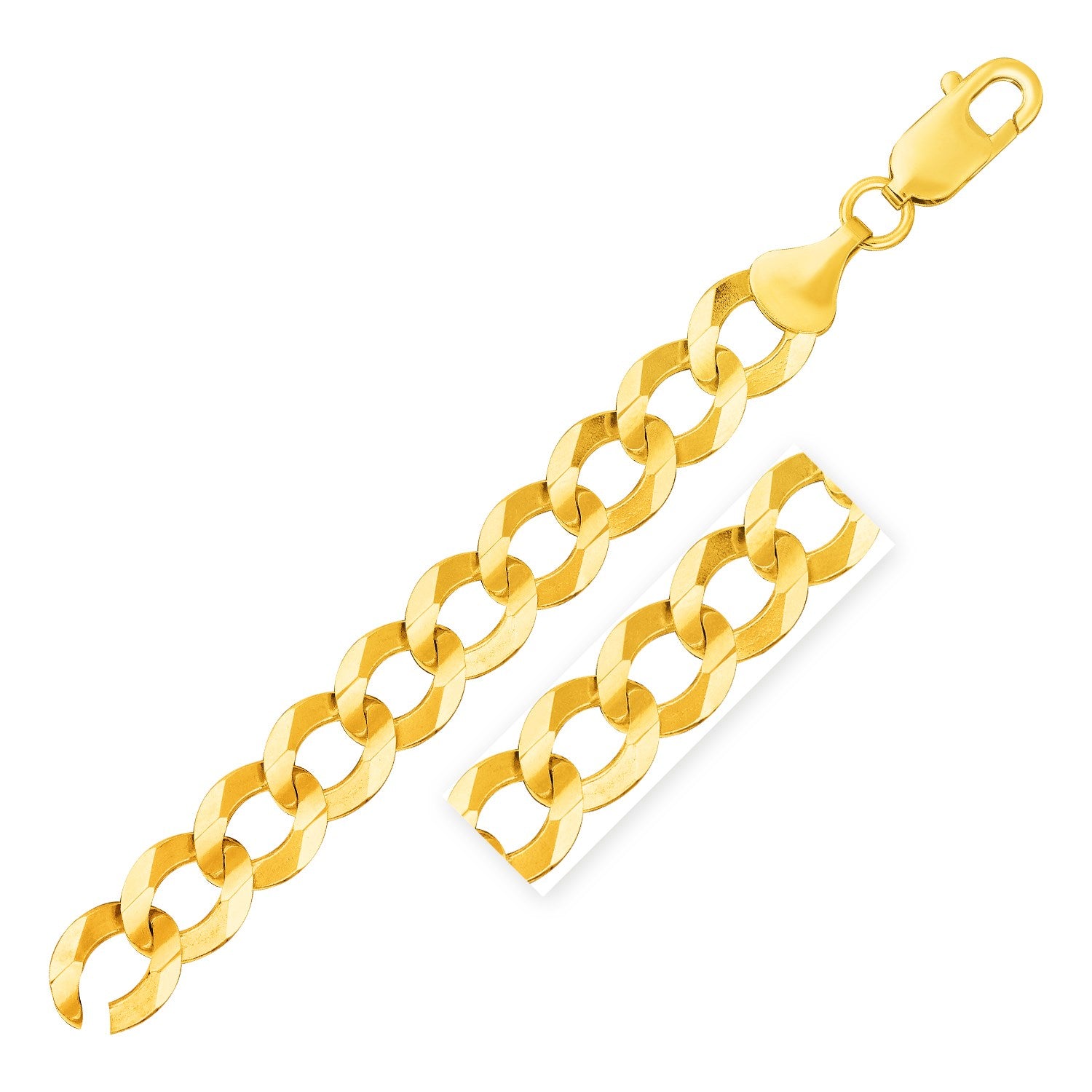 14k Yellow Gold Solid Curb Bracelet (12.18 mm) 