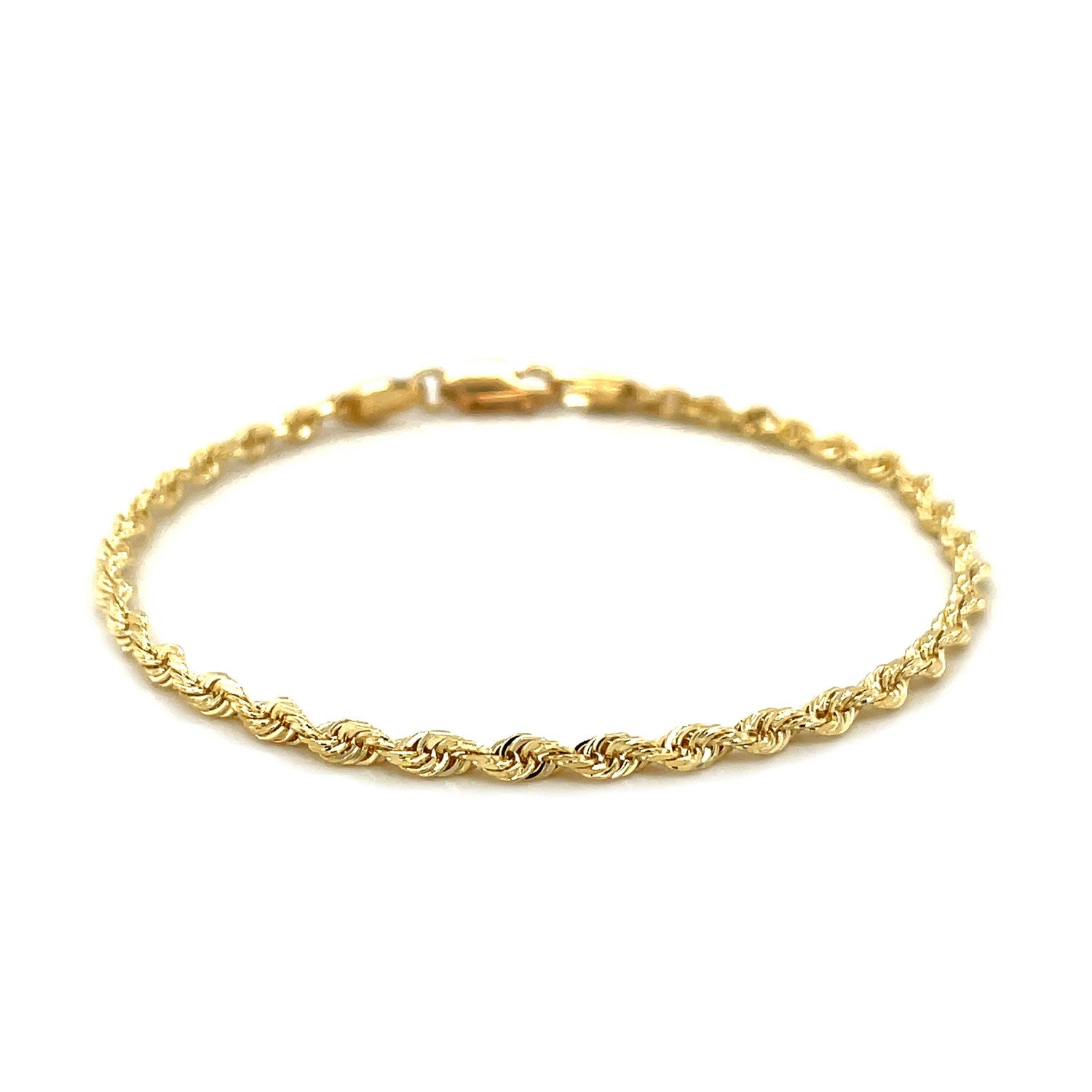 10k Yellow Gold Solid Diamond Cut Rope Bracelet (2.75 mm) 