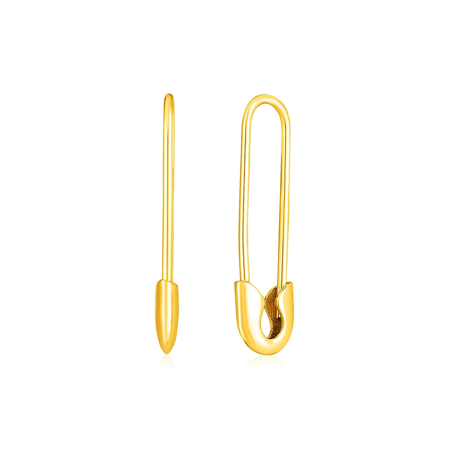 14k Yellow Gold Safety Pin Earrings 