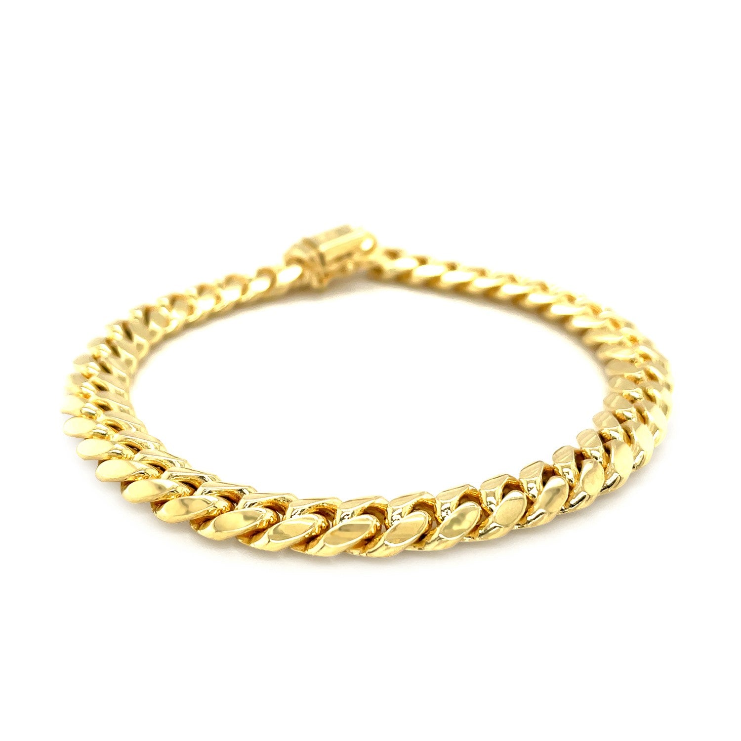 14k Yellow Gold Classic Miami Cuban Solid Bracelet (8.20 mm) 