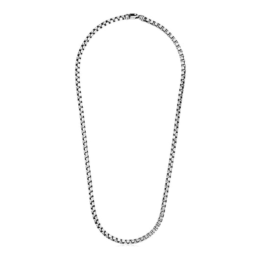 Sterling Silver Gunmetal Finish Round Box Chain Necklace 