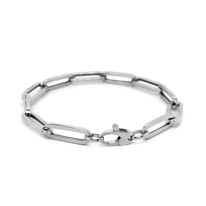 14K White Gold Extra Wide Paperclip Chain Bracelet (6.10 mm) 