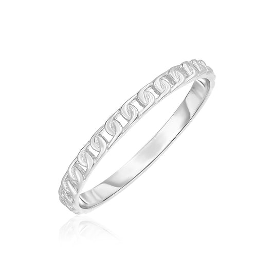 14k White Gold Ring with Bead Texture 