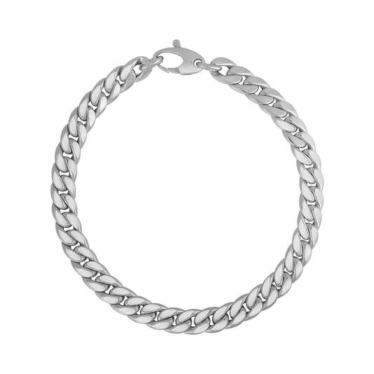 14K White Gold Cuban Link Bracelet (5.90 mm) 