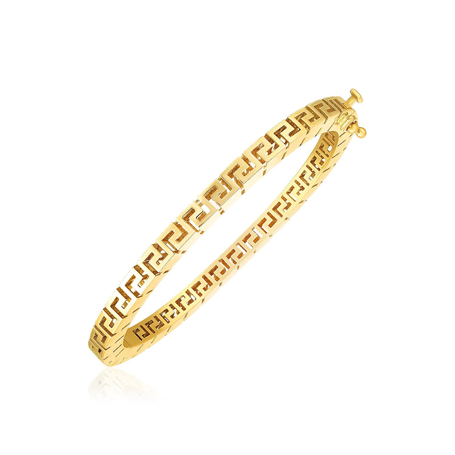 14k Yellow Gold High Polish Greek Key Bangle (4.80 mm) 