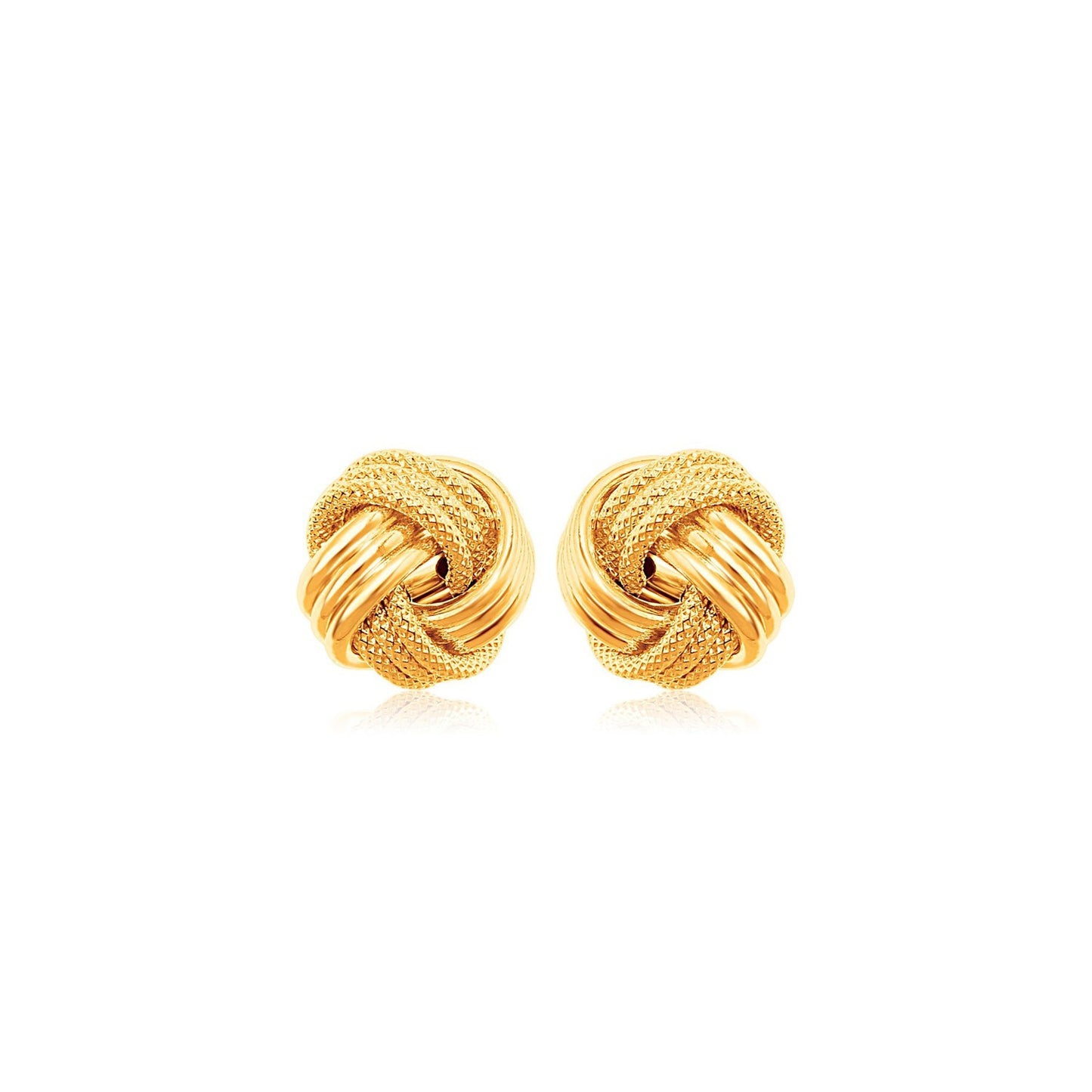 10k Yellow Gold Love Knot with Ridge Texture Earrings 