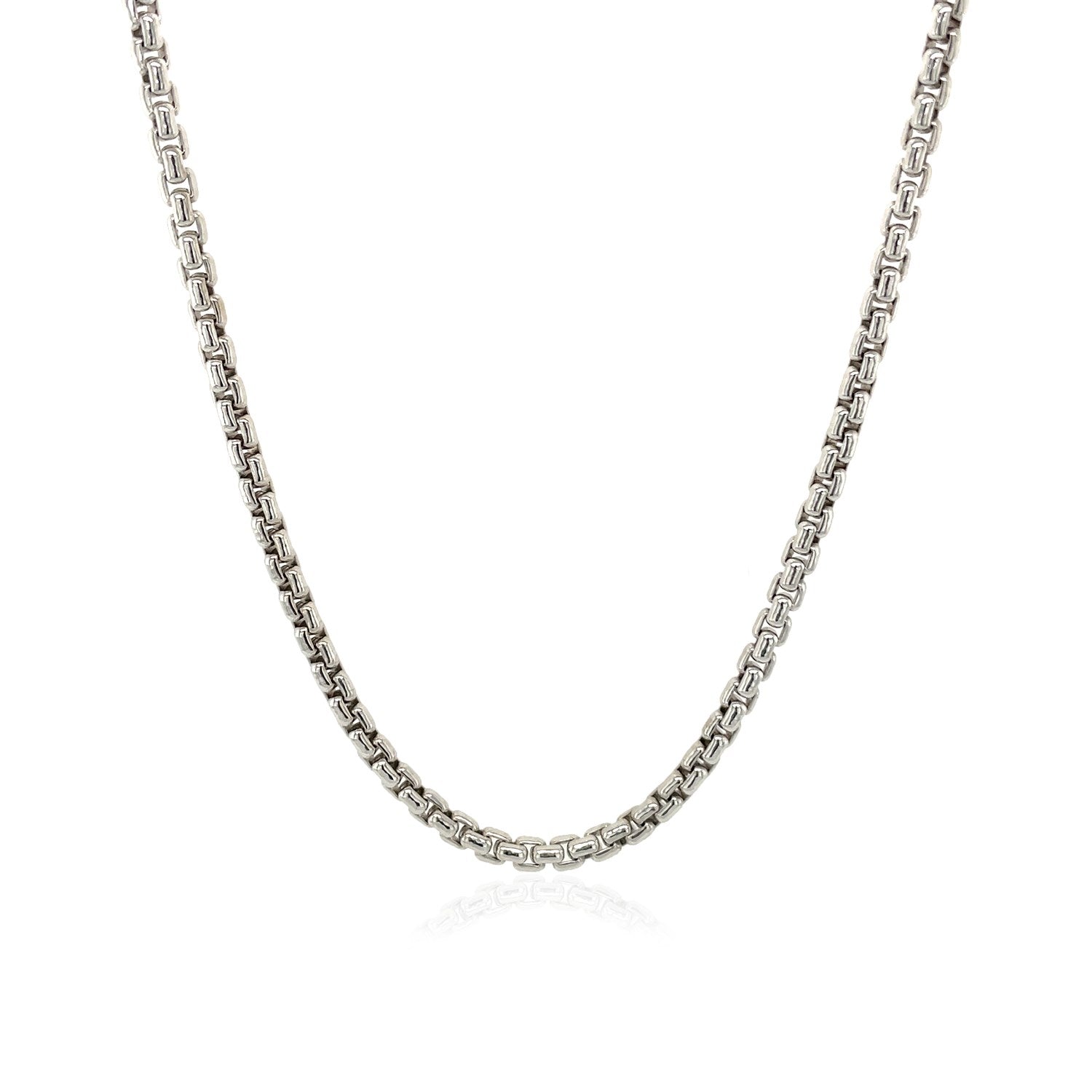 Sterling Silver Rhodium Plated Round Box Chain (2.20 mm) 