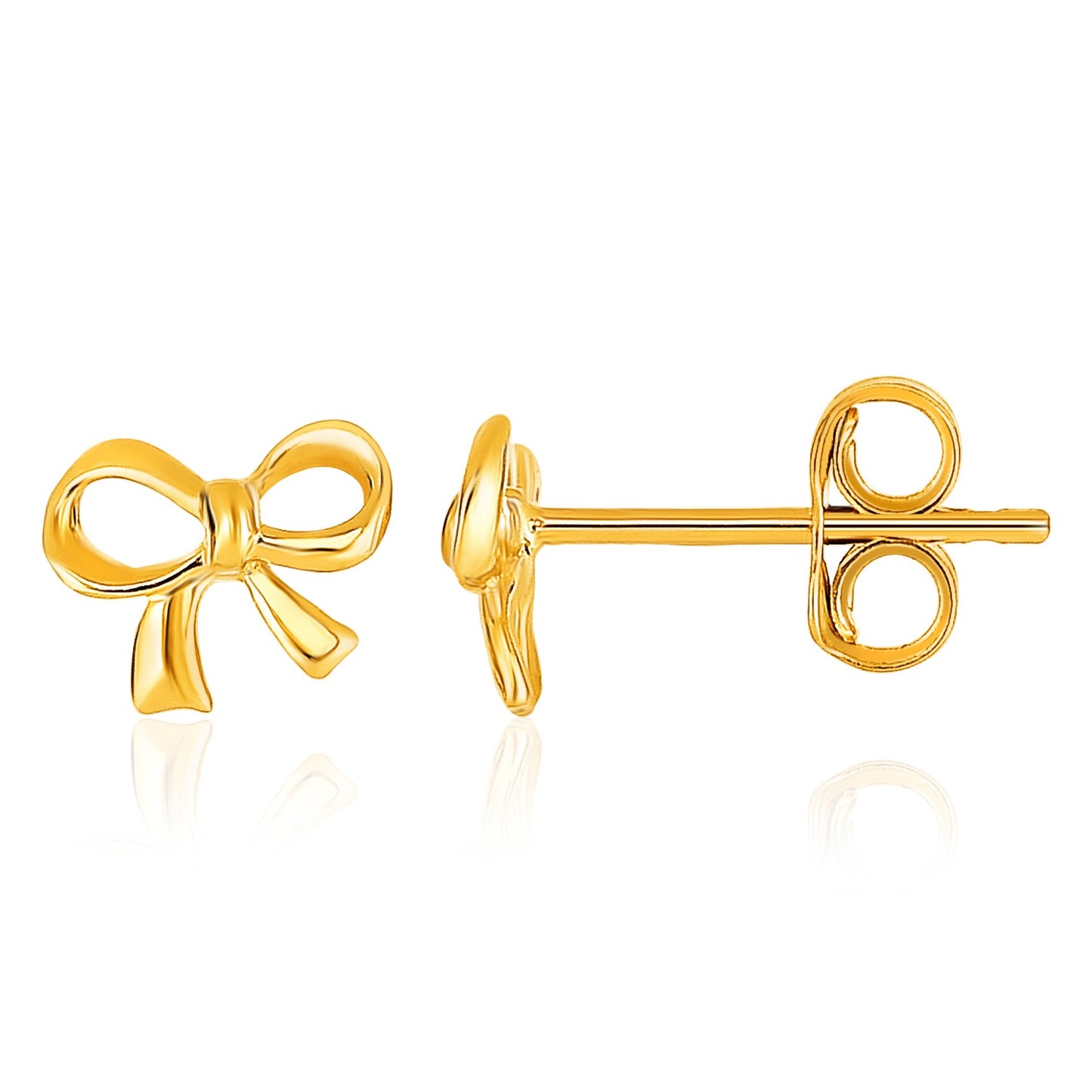 14k Yellow Gold Bow Style Post Earrings 