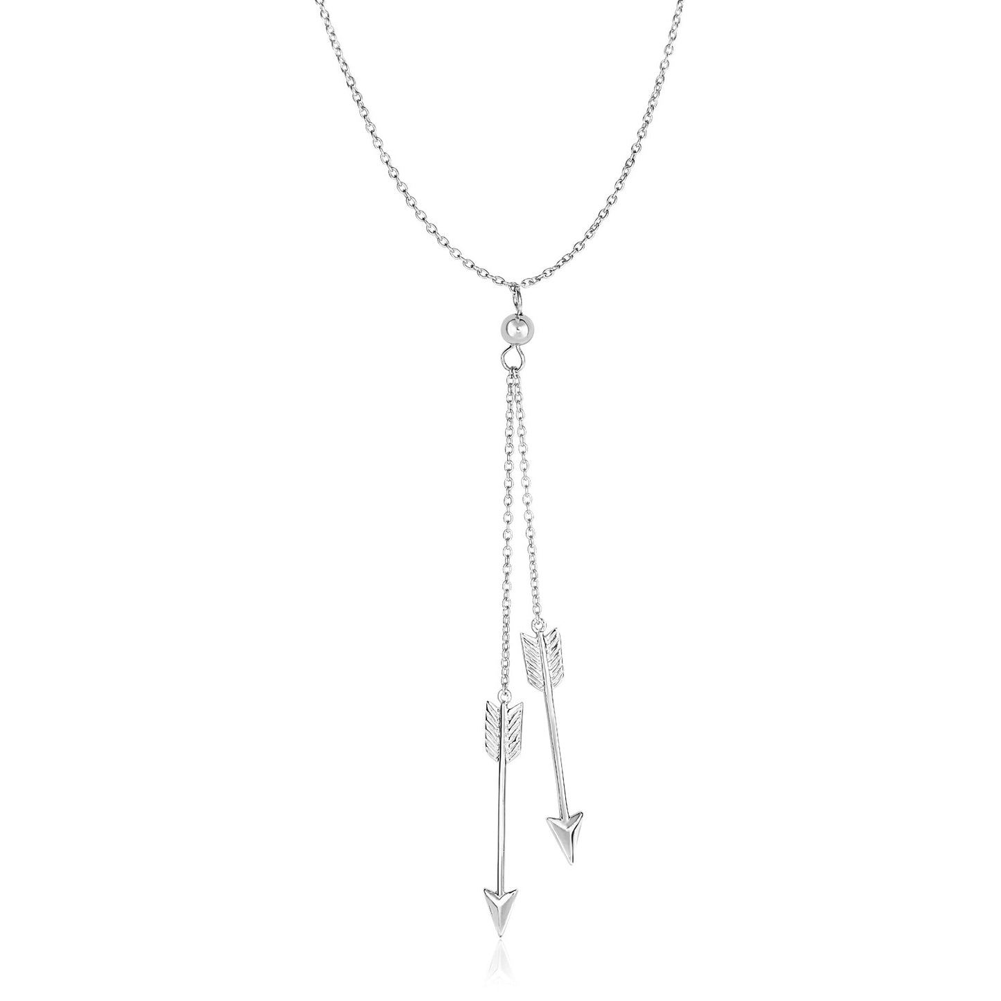 Sterling Silver 18 inch Lariat Necklace with Two Arrows 