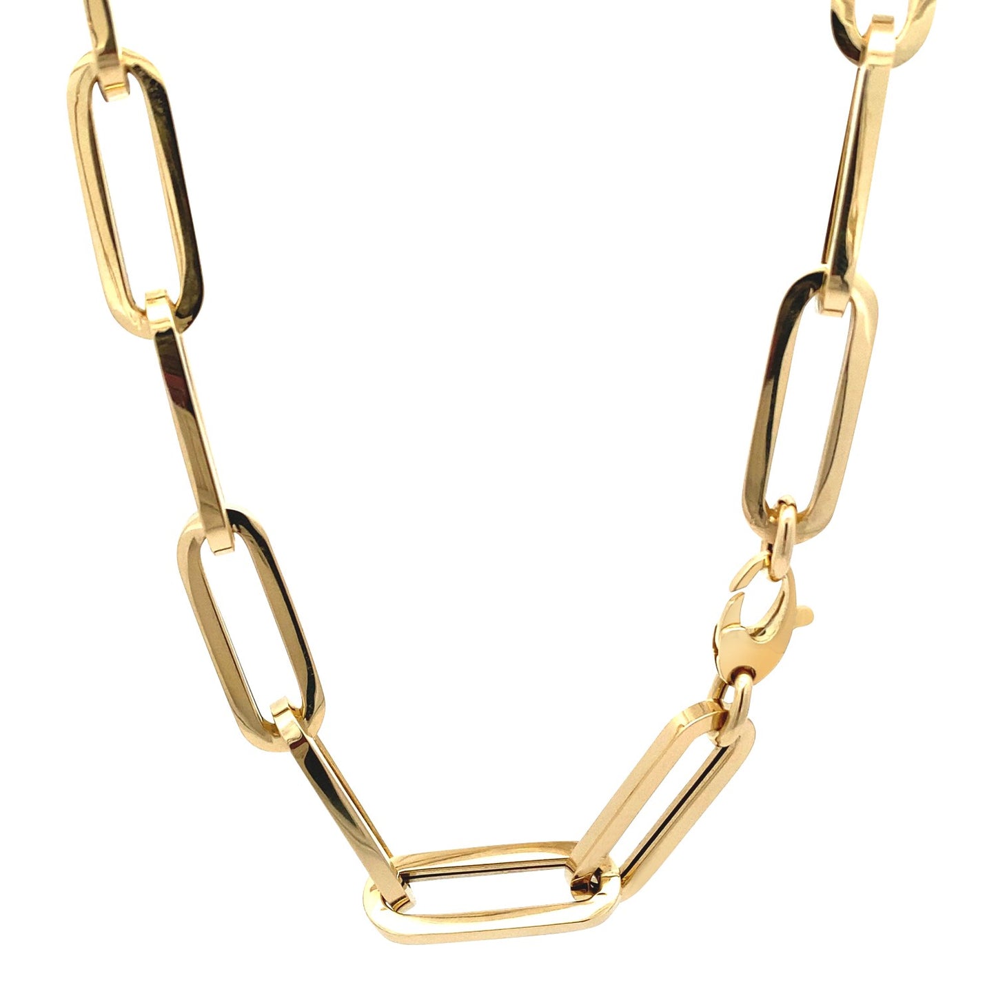 14k Yellow Gold Extra Wide Paperclip Chain Necklace 