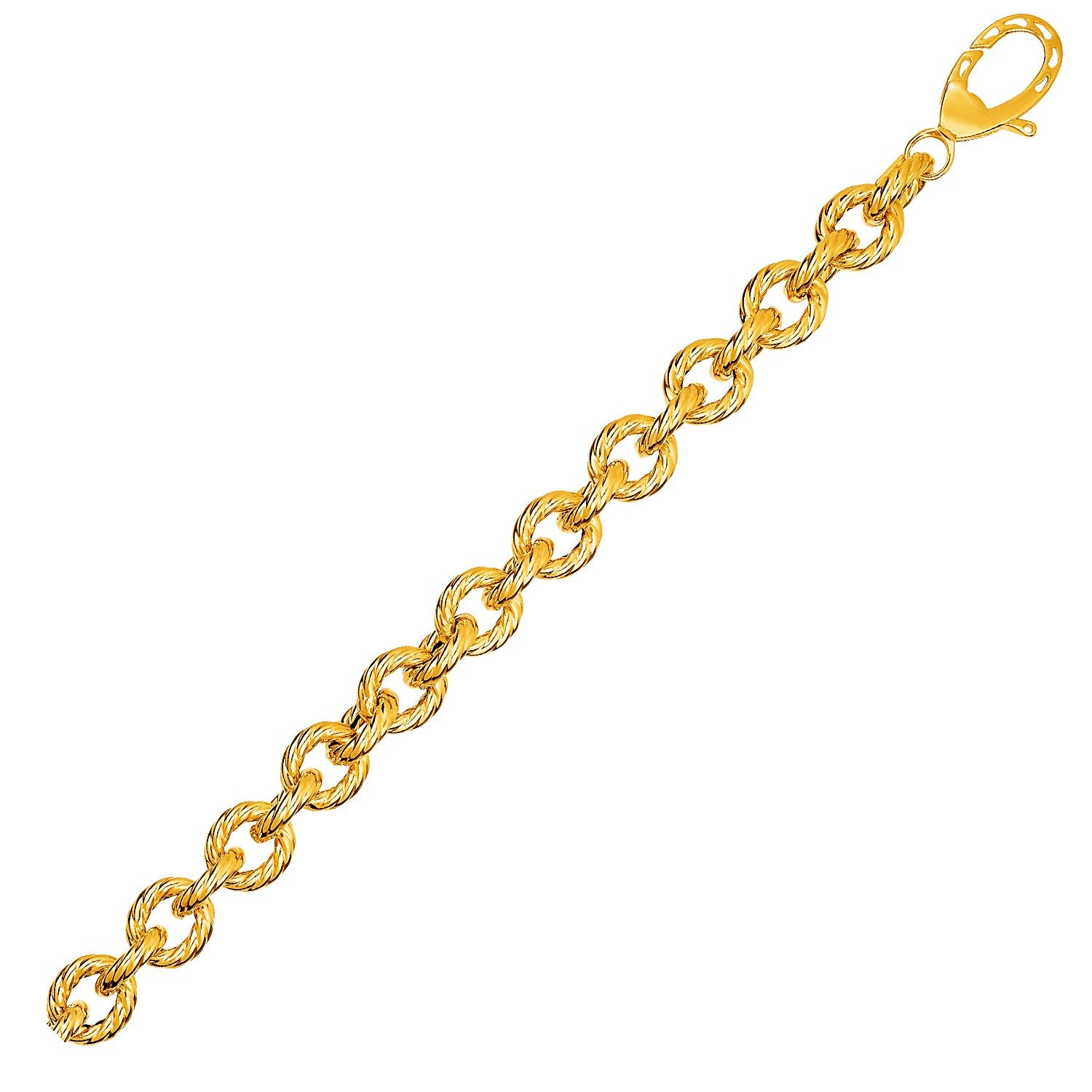 Textured Oval Link Bracelet in 14k Yellow Gold  (8.70 mm) 