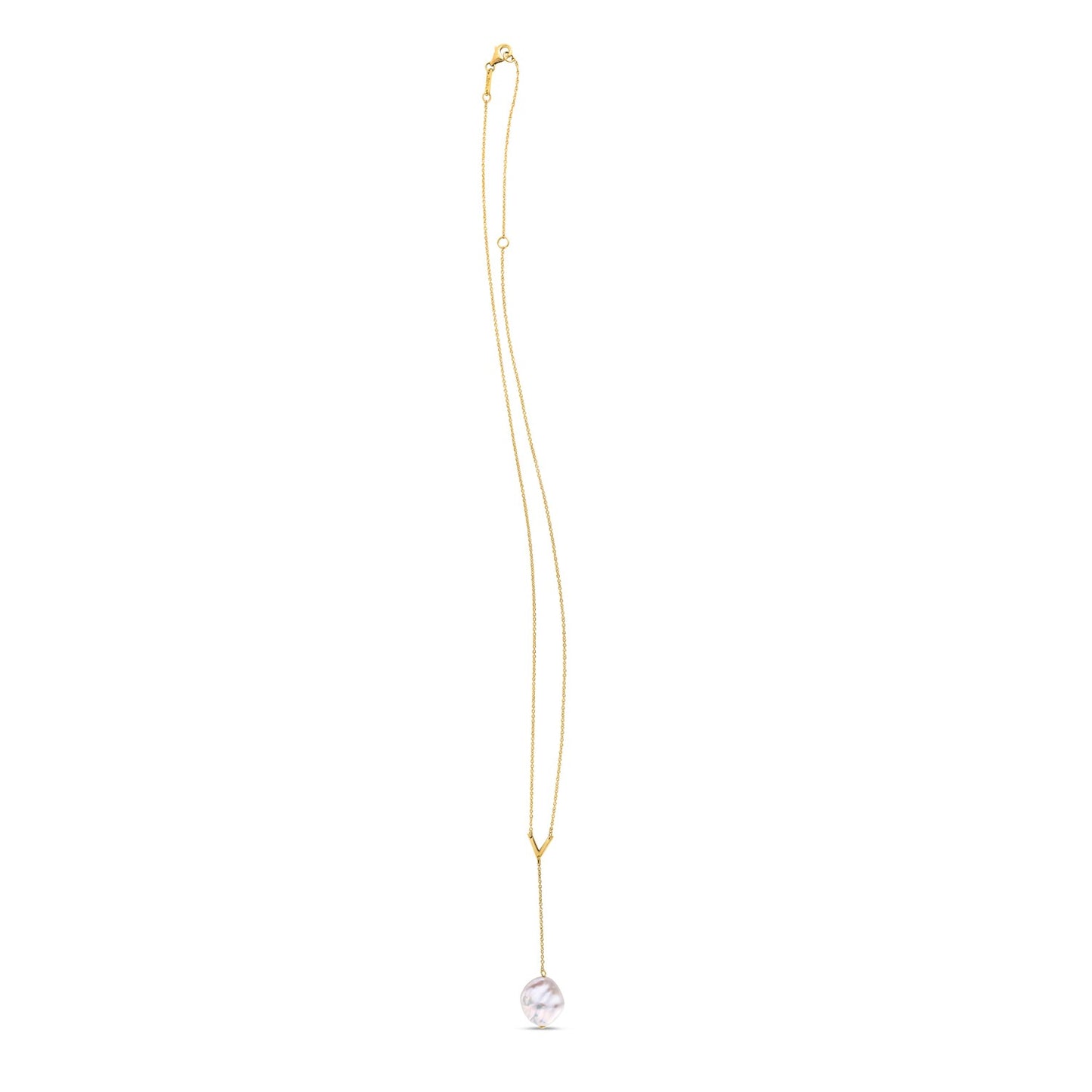 14k Yellow Gold Tesoro Pearl Lariat Necklace 