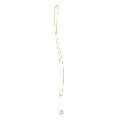 14k Yellow Gold Tesoro Pearl Lariat Necklace 