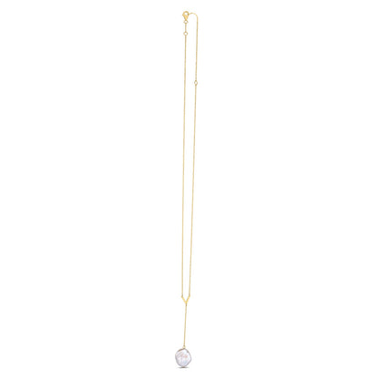 14k Yellow Gold Tesoro Pearl Lariat Necklace 