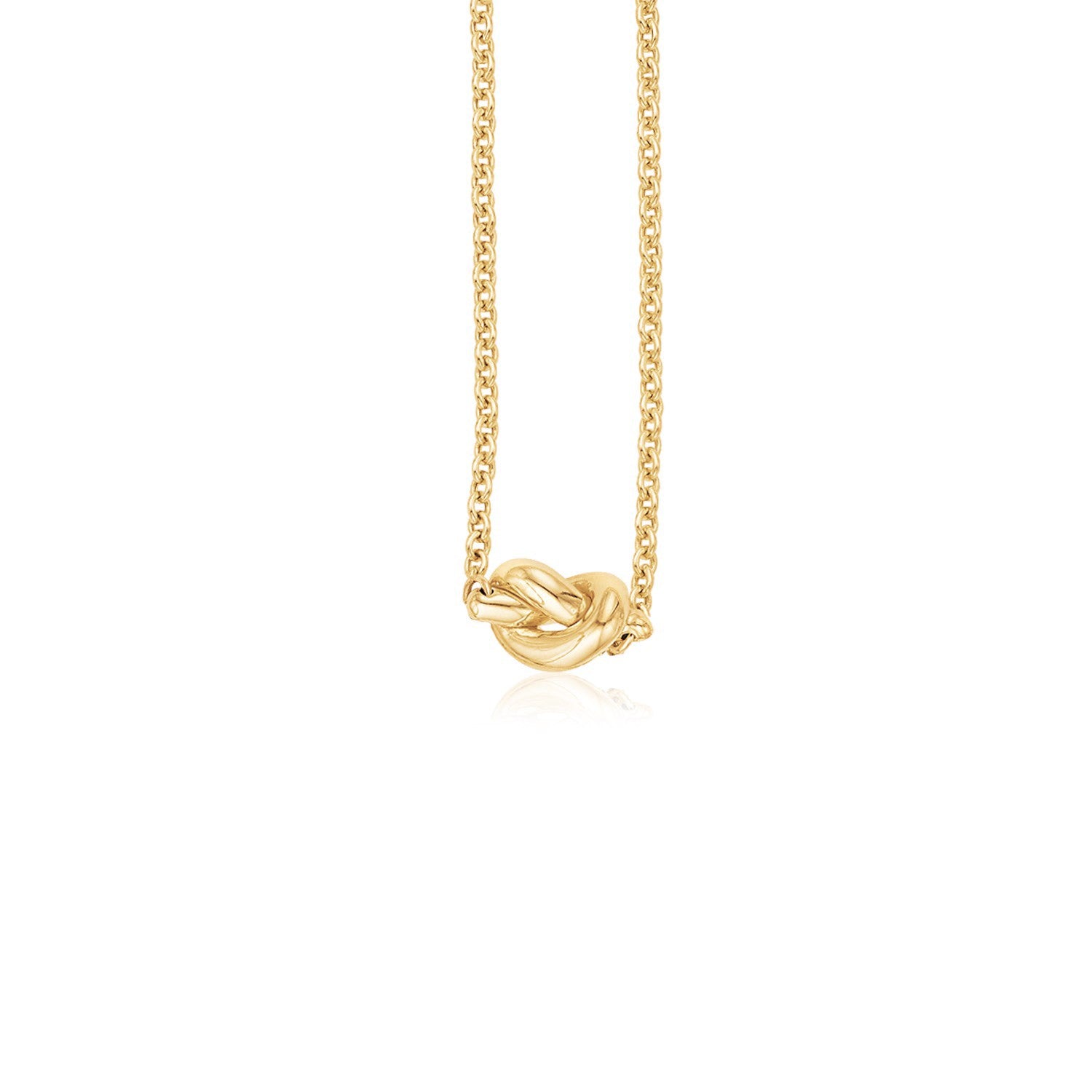 14k Yellow Gold Chain Necklace with Polished Knot 