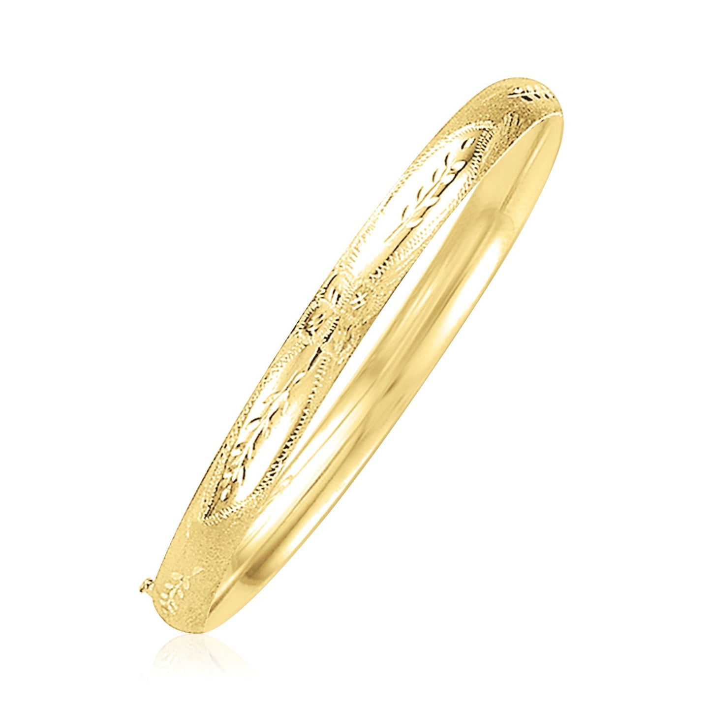 14k Yellow Gold Dome Florentine Design Bangle (5.00 mm) 