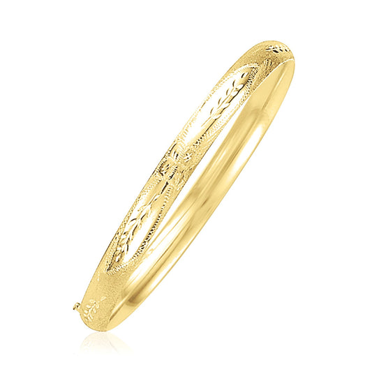 14k Yellow Gold Dome Florentine Design Bangle (5.00 mm) 