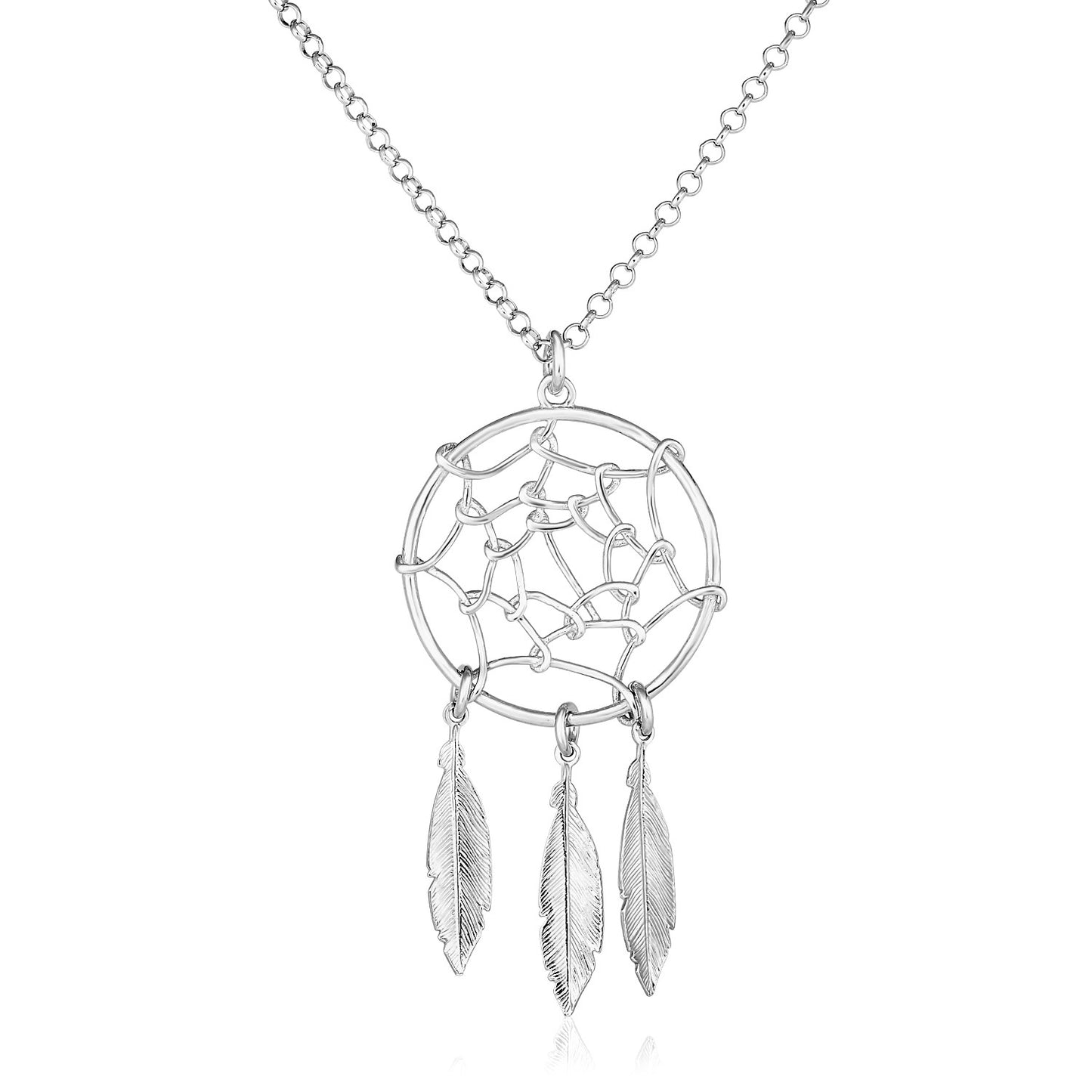 Sterling Silver 17 inch Necklace with Dream Catcher Pendant 