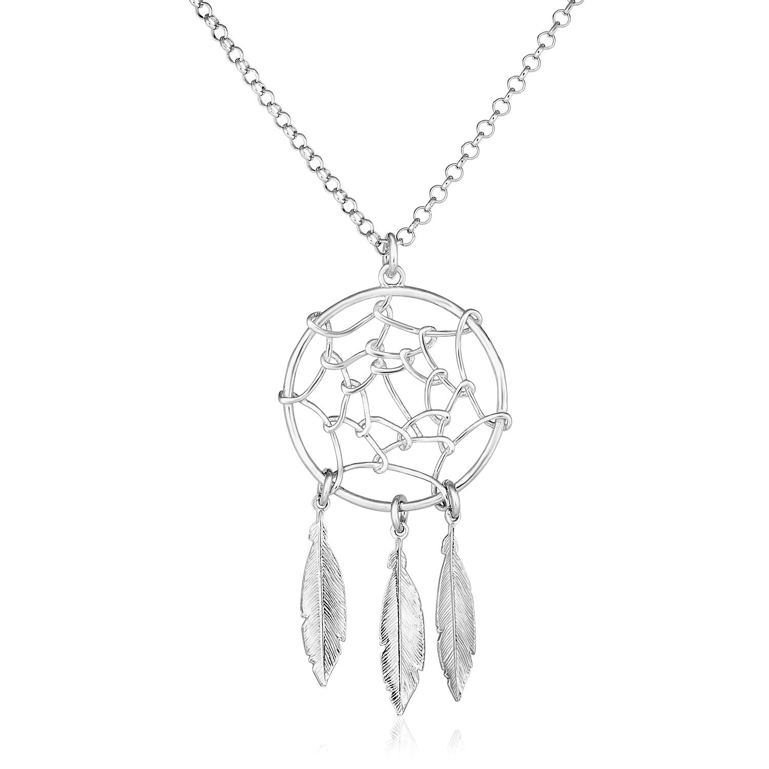 Sterling Silver 17 inch Necklace with Dream Catcher Pendant 