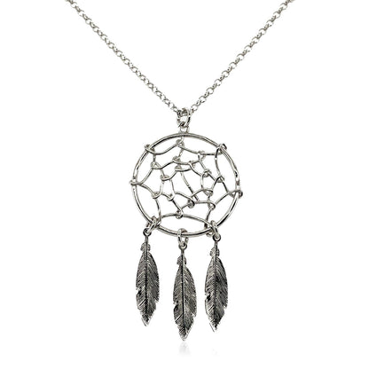 Sterling Silver 17 inch Necklace with Dream Catcher Pendant 