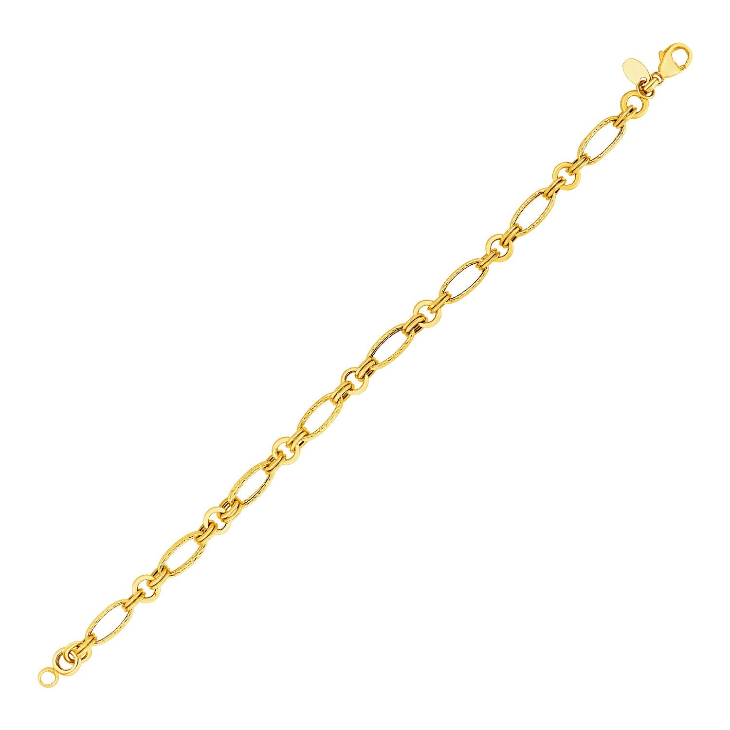 14k Yellow Gold Twisted and Polished Link Bracelet 