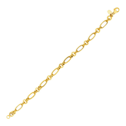 14k Yellow Gold Twisted and Polished Link Bracelet 