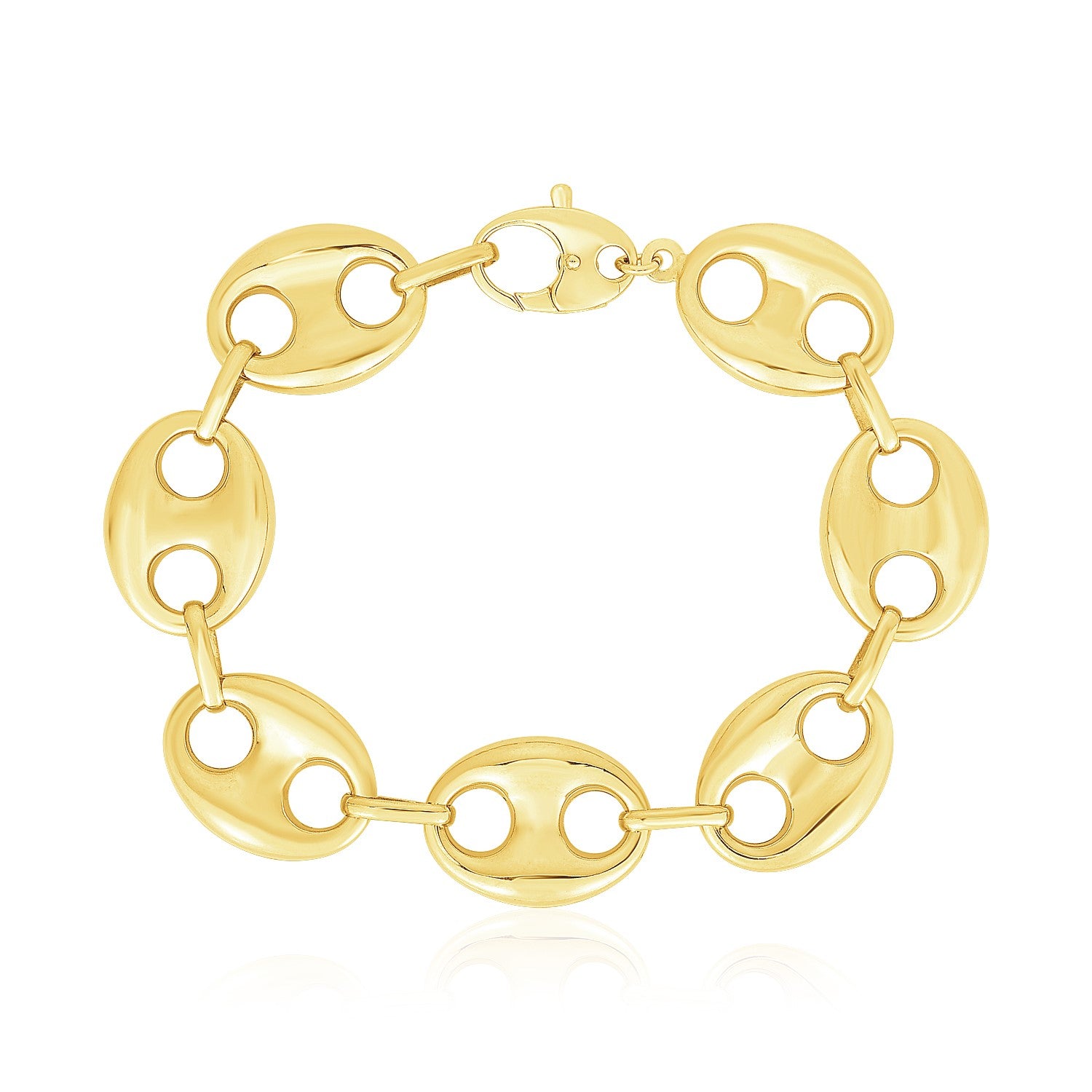 14k Yellow Gold High Polish Lite Puffed Mariner Link Bracelet  (21.00 mm) 