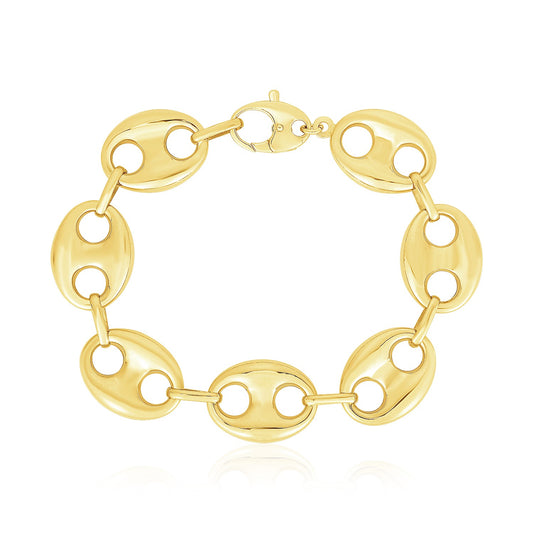 14k Yellow Gold High Polish Lite Puffed Mariner Link Bracelet  (21.00 mm) 