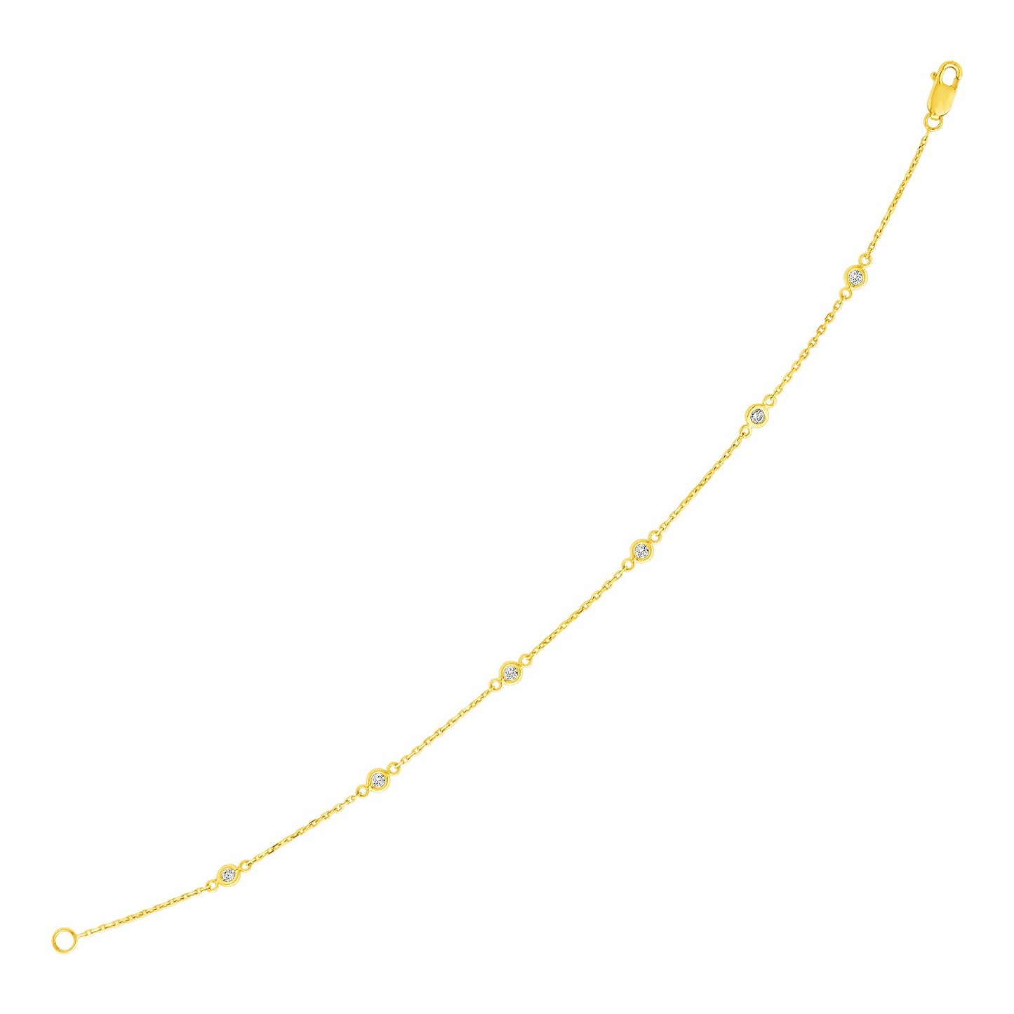 14k Yellow Gold 7 inch Bracelet with Diamond Stations (3.30 mm) 