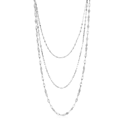 Sterling Silver Three Strand Marina Link Necklace 