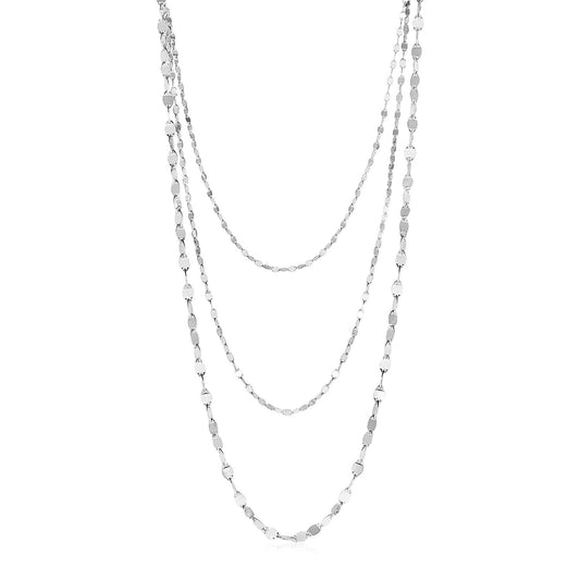 Sterling Silver Three Strand Marina Link Necklace 