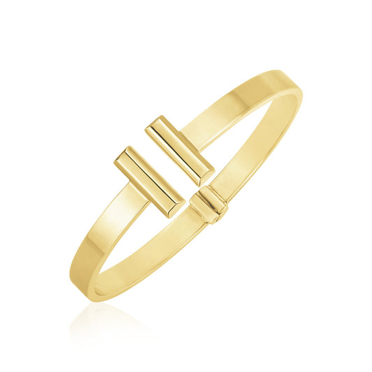 14k Yellow Gold High Polish Bar Cuff Bangle (6.00 mm) 